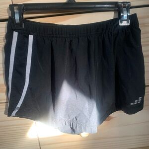 Black Athletic Shorts with White Stripes